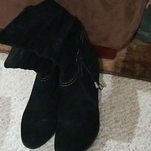 Black suede ladies ankle boots